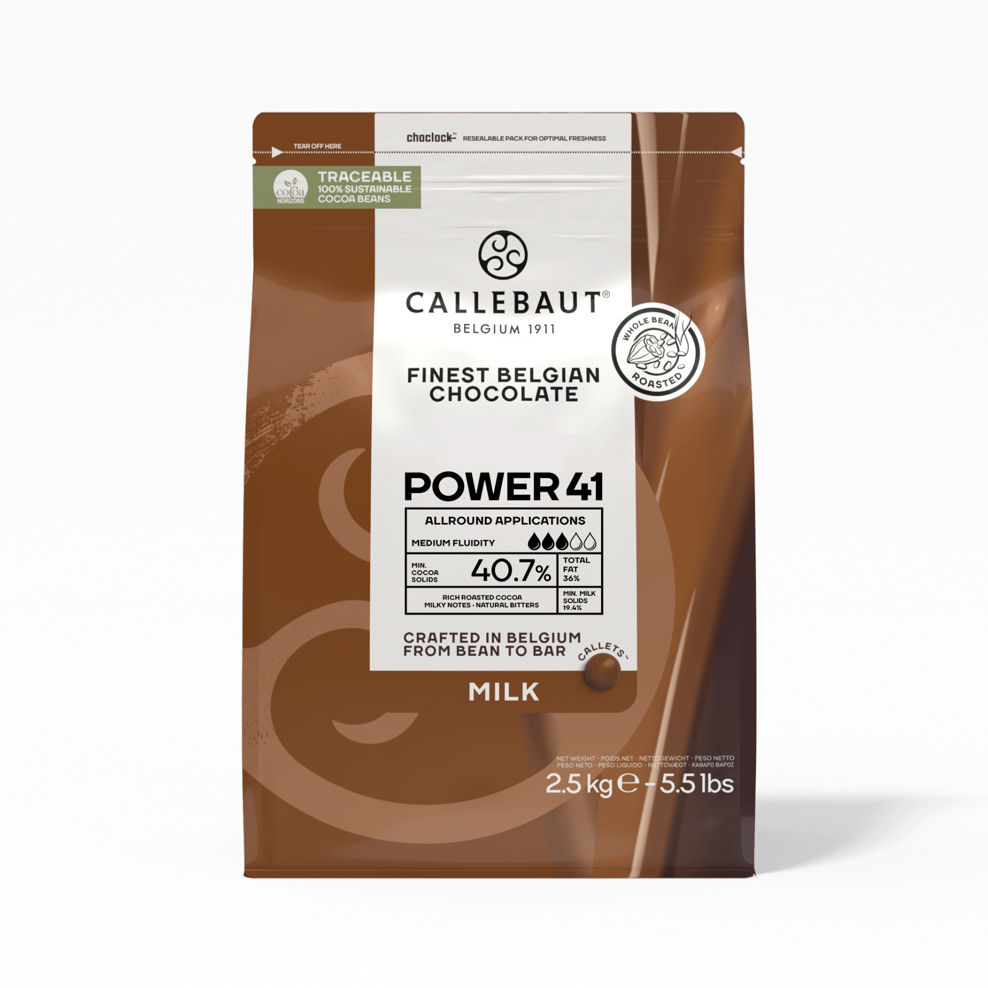 Callebaut Power41 Ljus choklad - 40,7% kakao, 2,5 kg