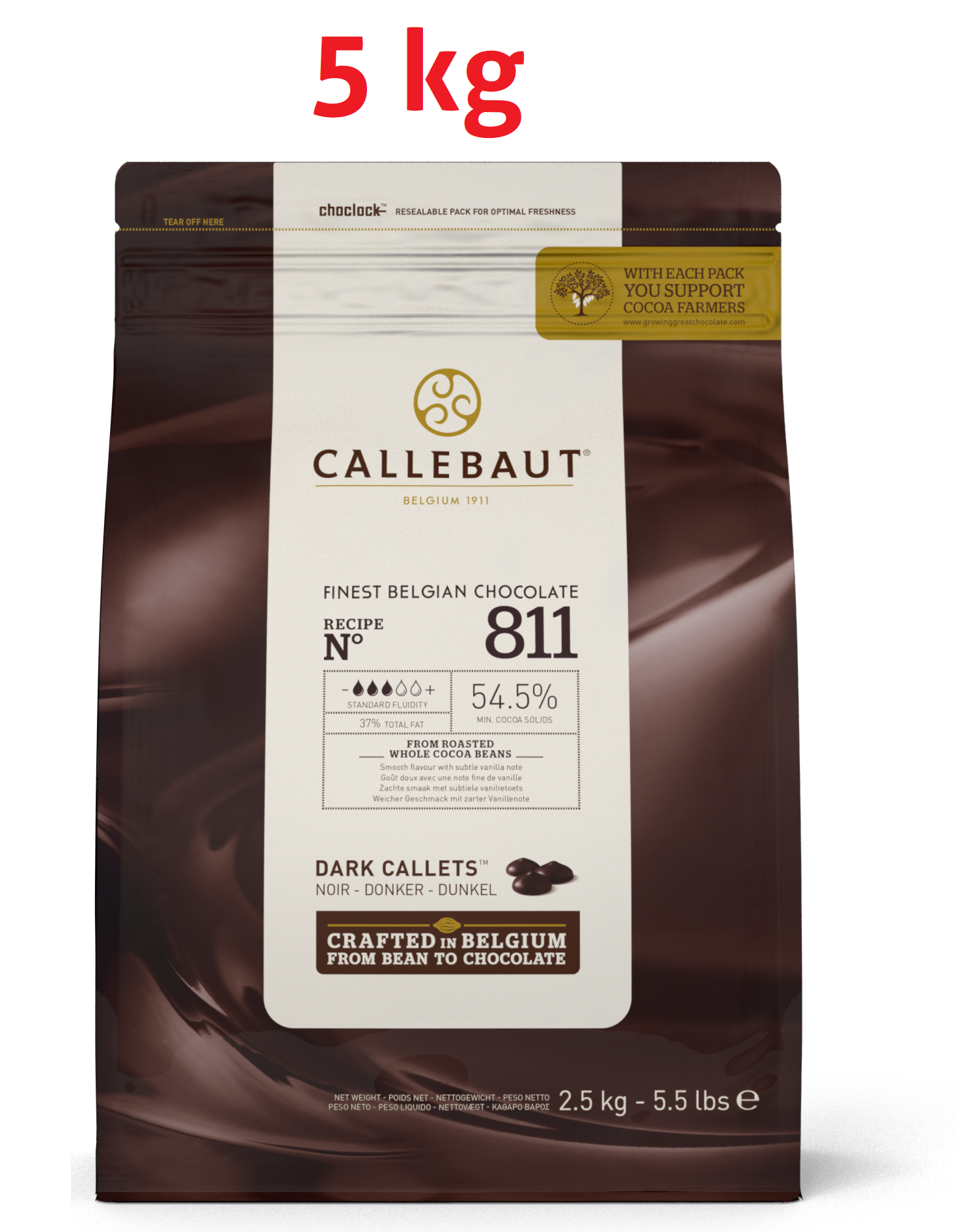 Callebaut Mörk choklad - 54,5 % kakao, 5 kg