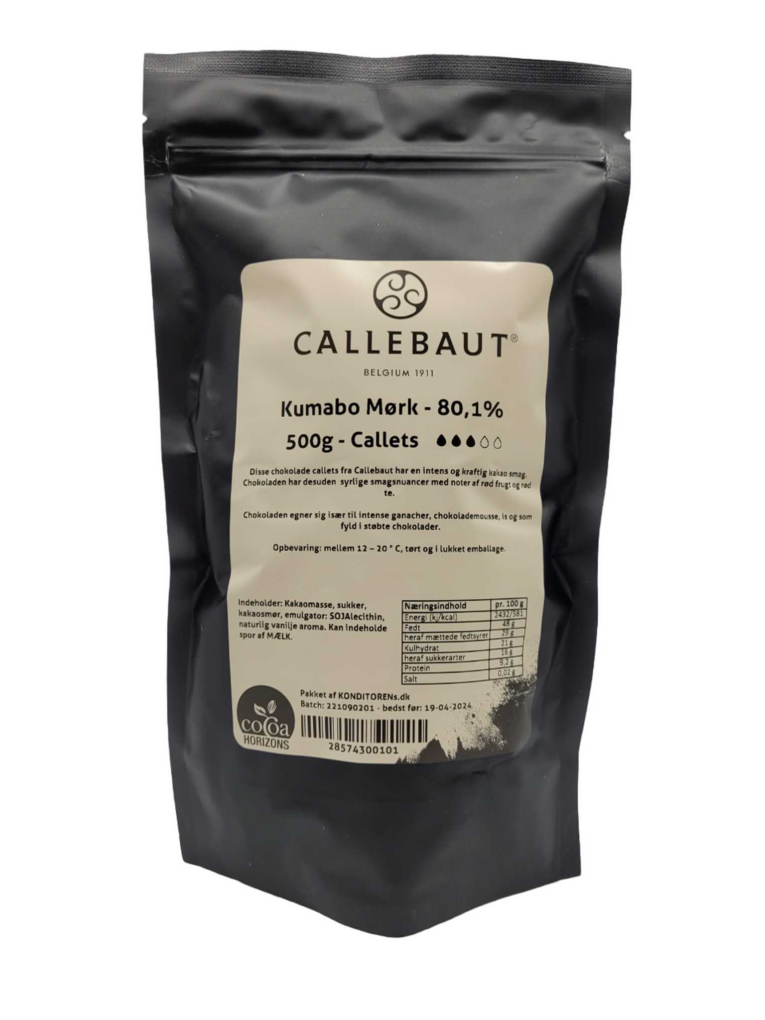 Callebaut Kumabo mörk choklad - 80,1%, 500g