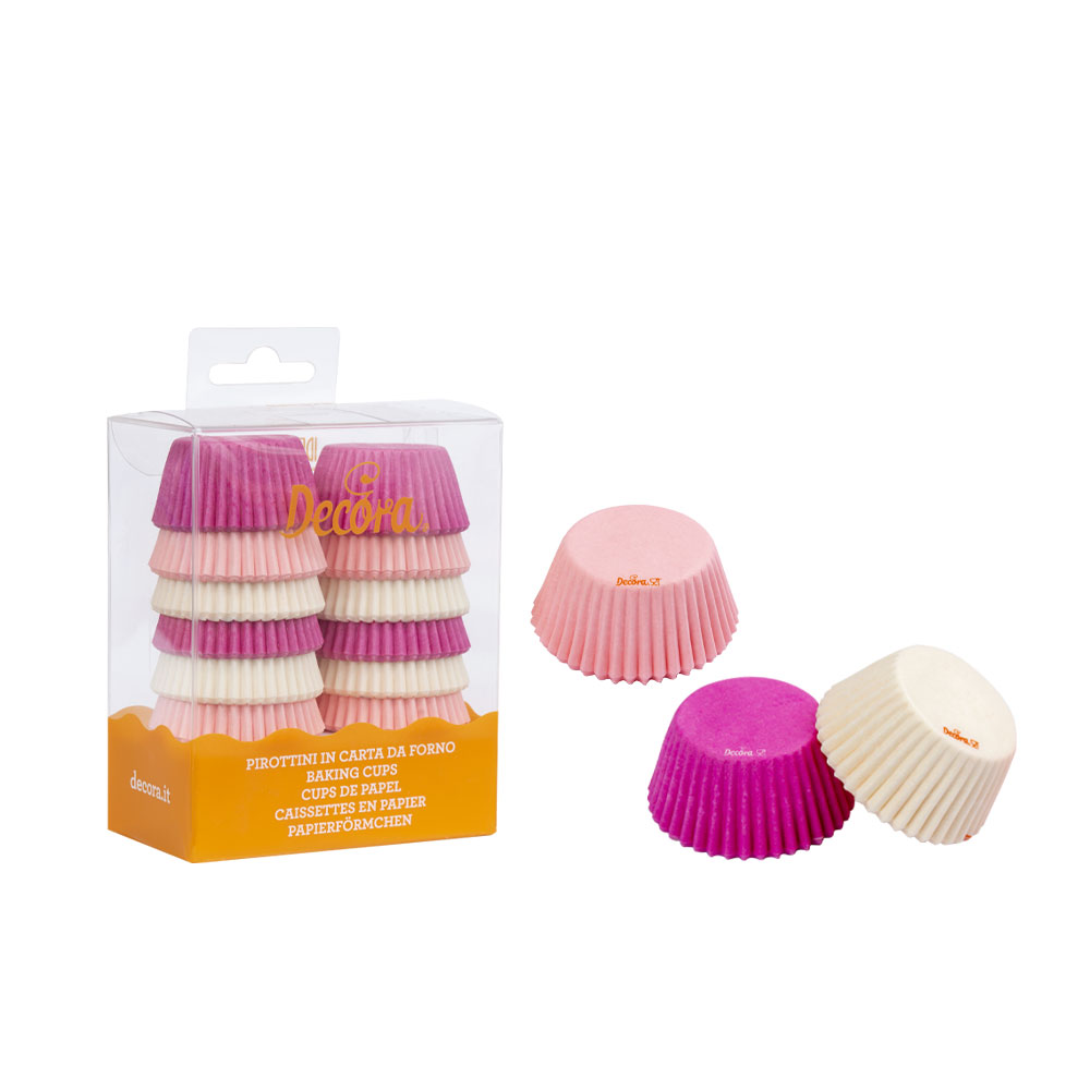 Mini muffinsformar rosa/vita, 200st - Decora