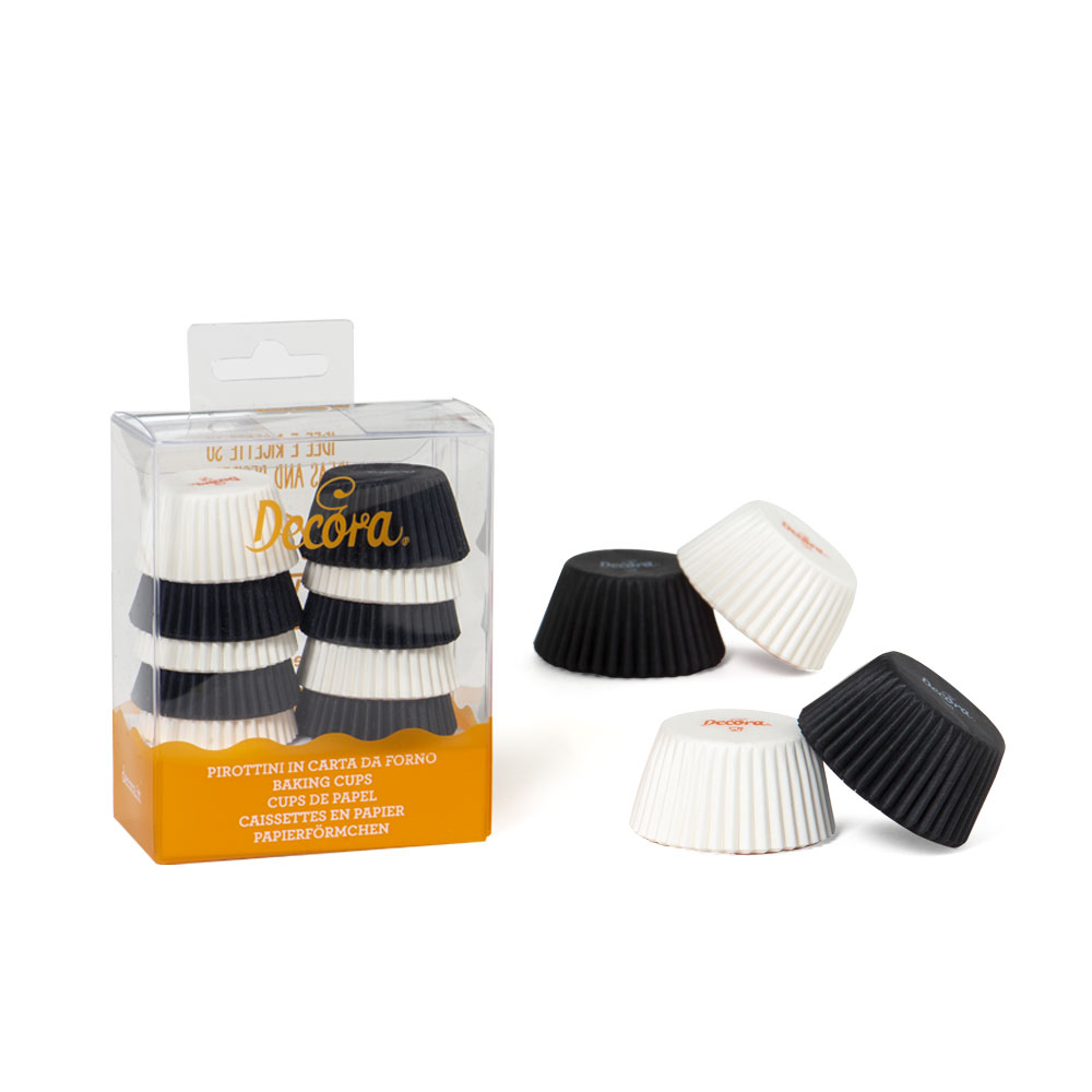 Mini muffinsformar svart/vit, 200st - Decora
