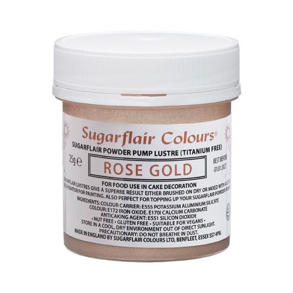 Sugarflair Pump Spray Glitter Dust Rose Gold - 25g, REFILL