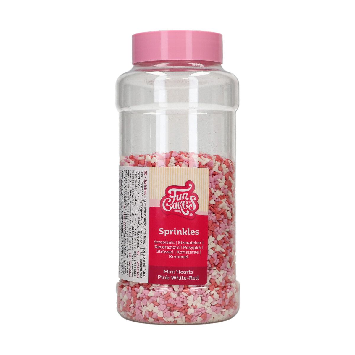 Strössel - Hjärtan Röd, Rosa och Vit 450 g, FunCakes