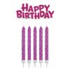 Happy Birthday Topper m. Fødselsdagslys, Pink - PME