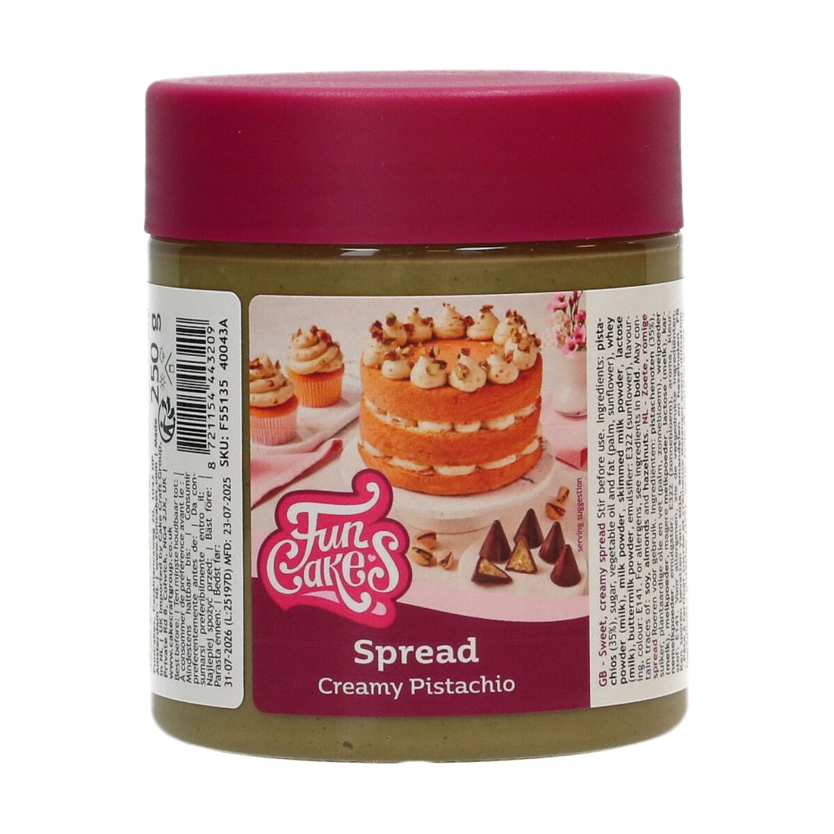 Creamy Pistachio 35 % - Spread 250g, FunCakes