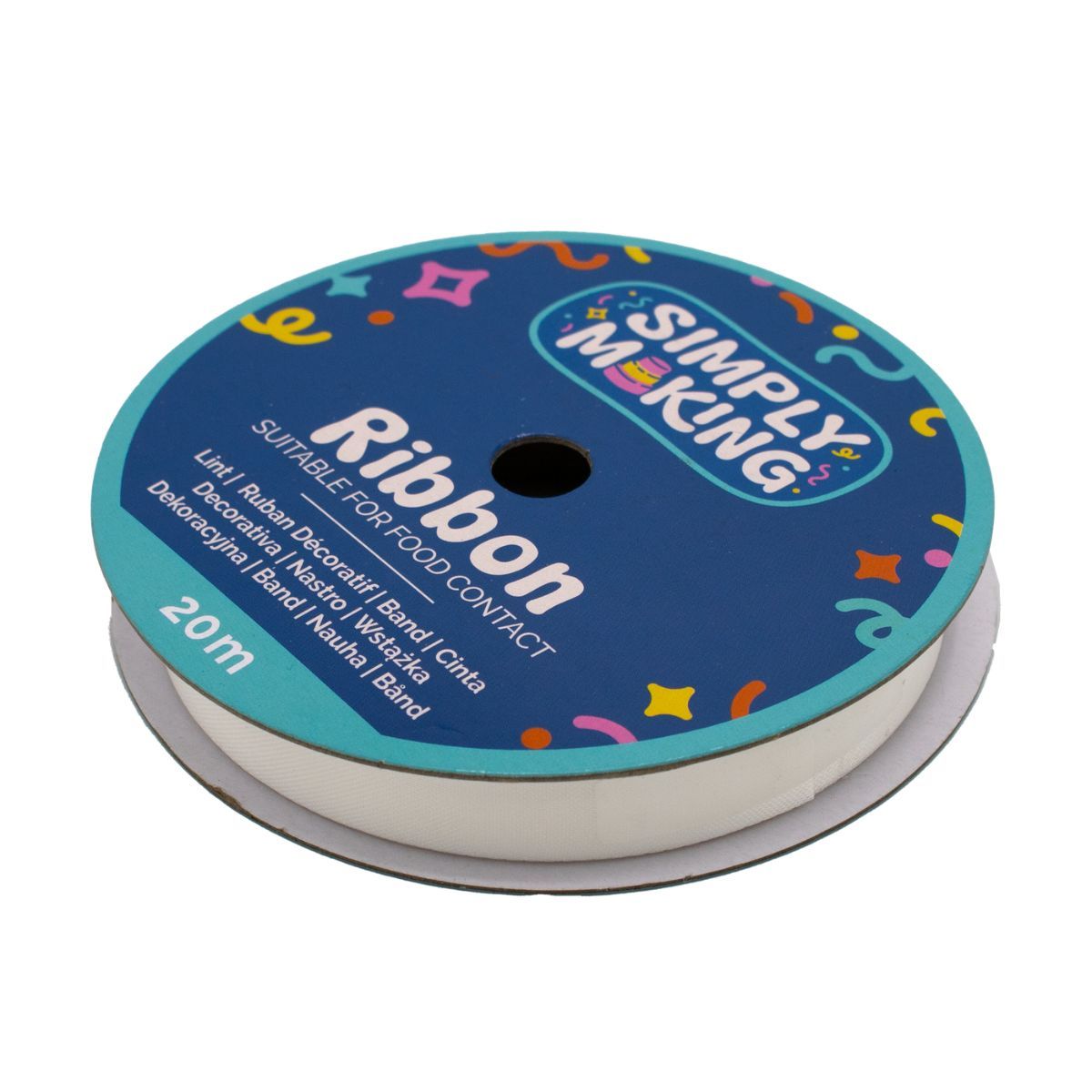 Tårtband - Bridal White 12 mm x 20 m, Simply Making