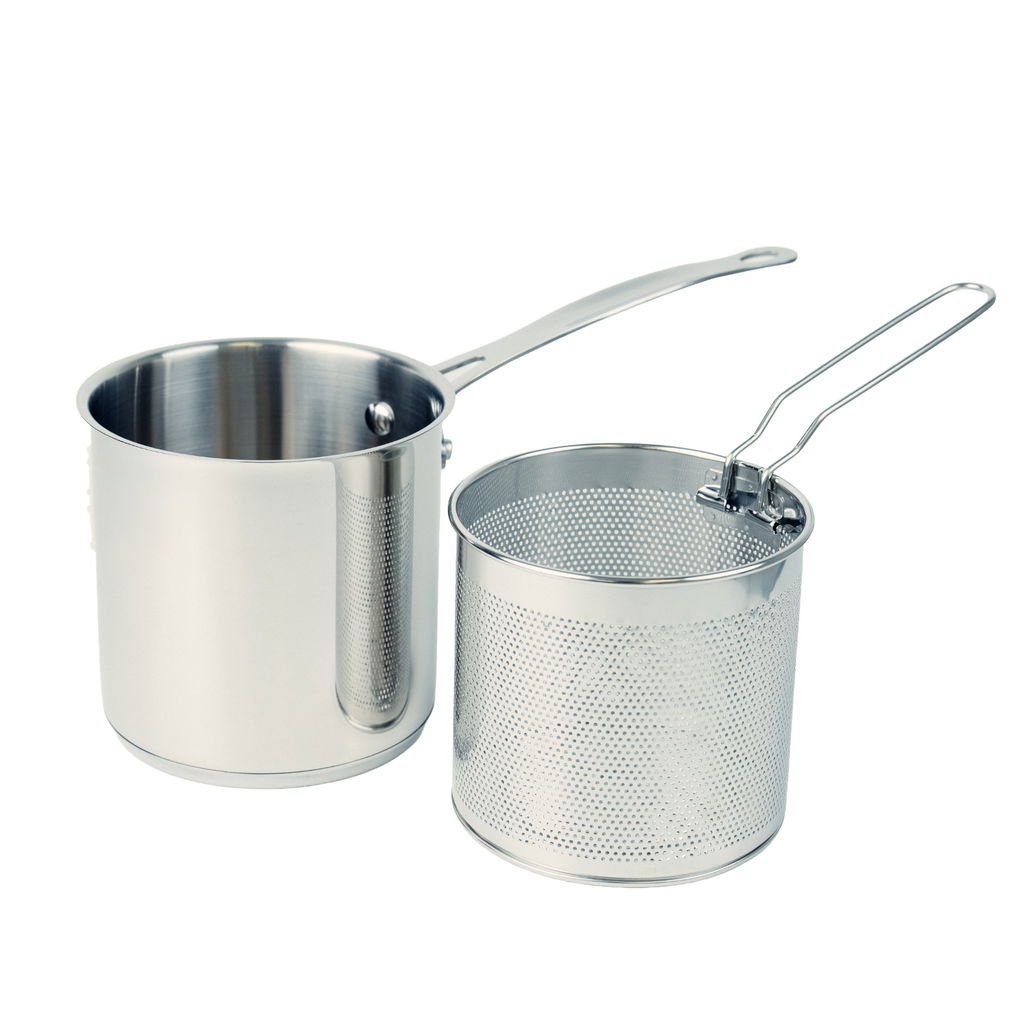 Frityr- och ånggryta 2,1L - Multifunktionell gryta i rostfritt stål