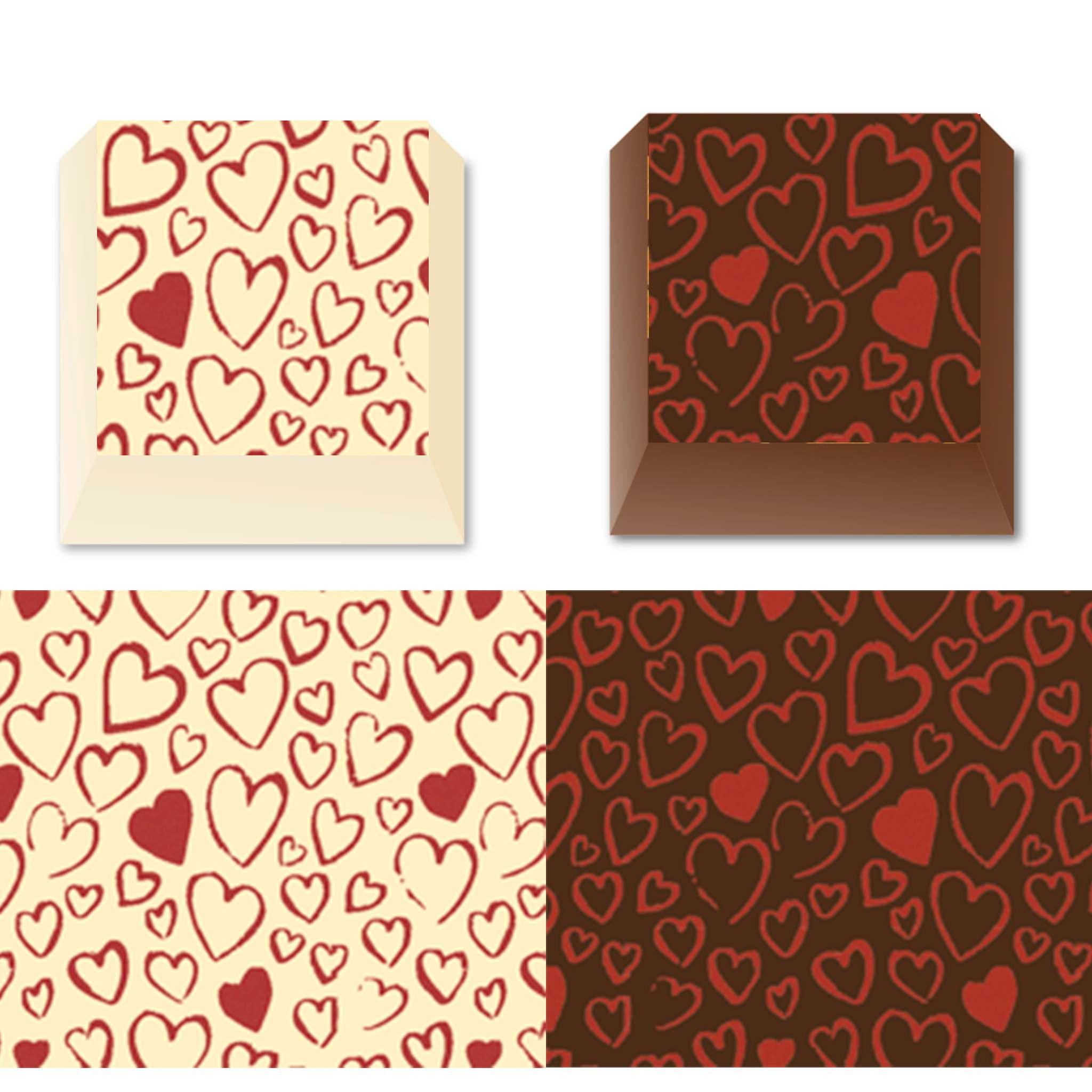 Hearts of Love - Choklad Transfer Sheet, 2 Ark