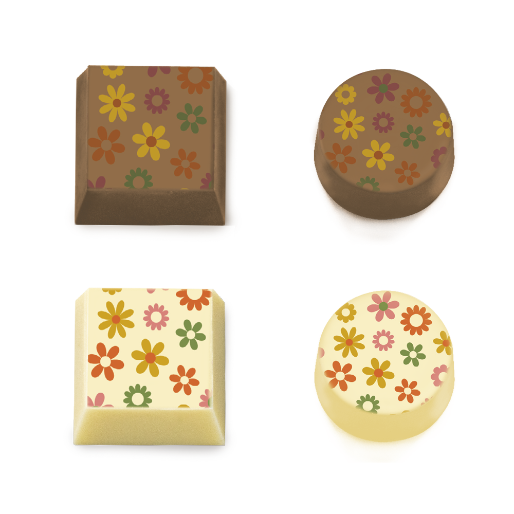 Flowerful - Choklad Transfer Sheet, 2 Ark