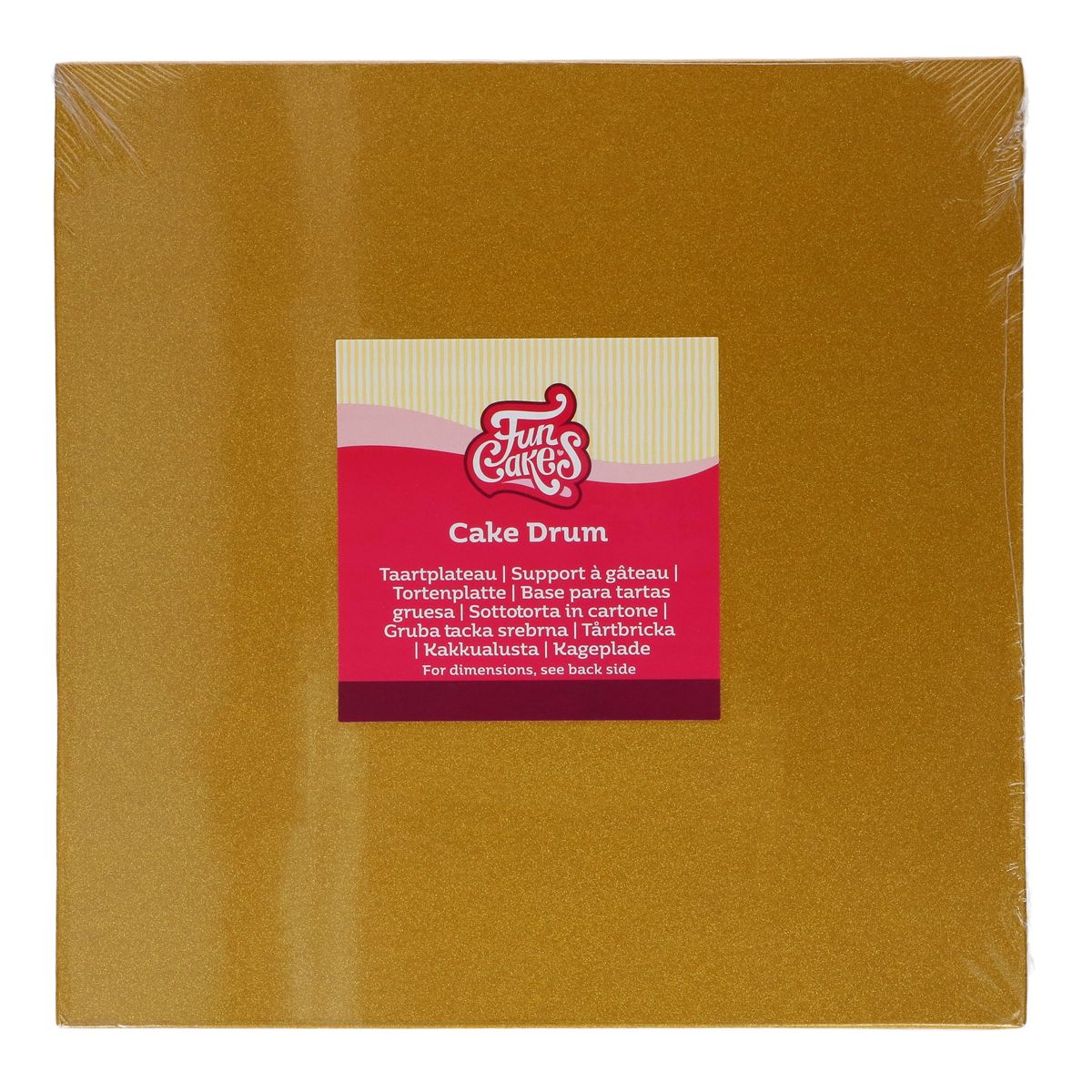 Tårtfat Fyrkantigt, Shimmering Gold 25 x 25 cm - FunCakes