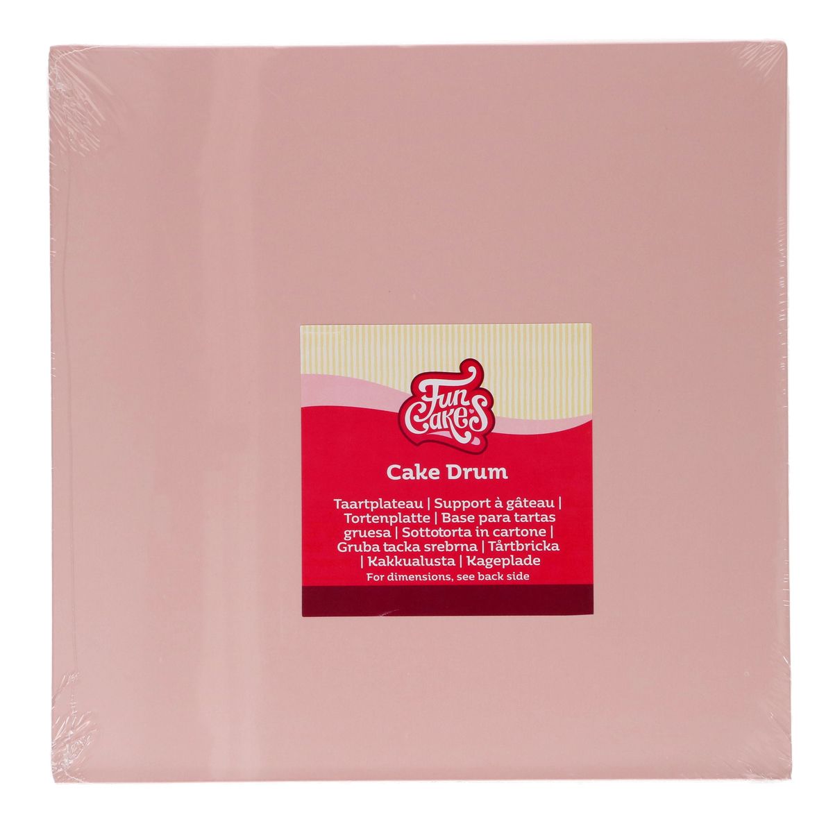 Tårtfat Fyrkantigt, Pastellrosa 25 x 25 cm - FunCakes