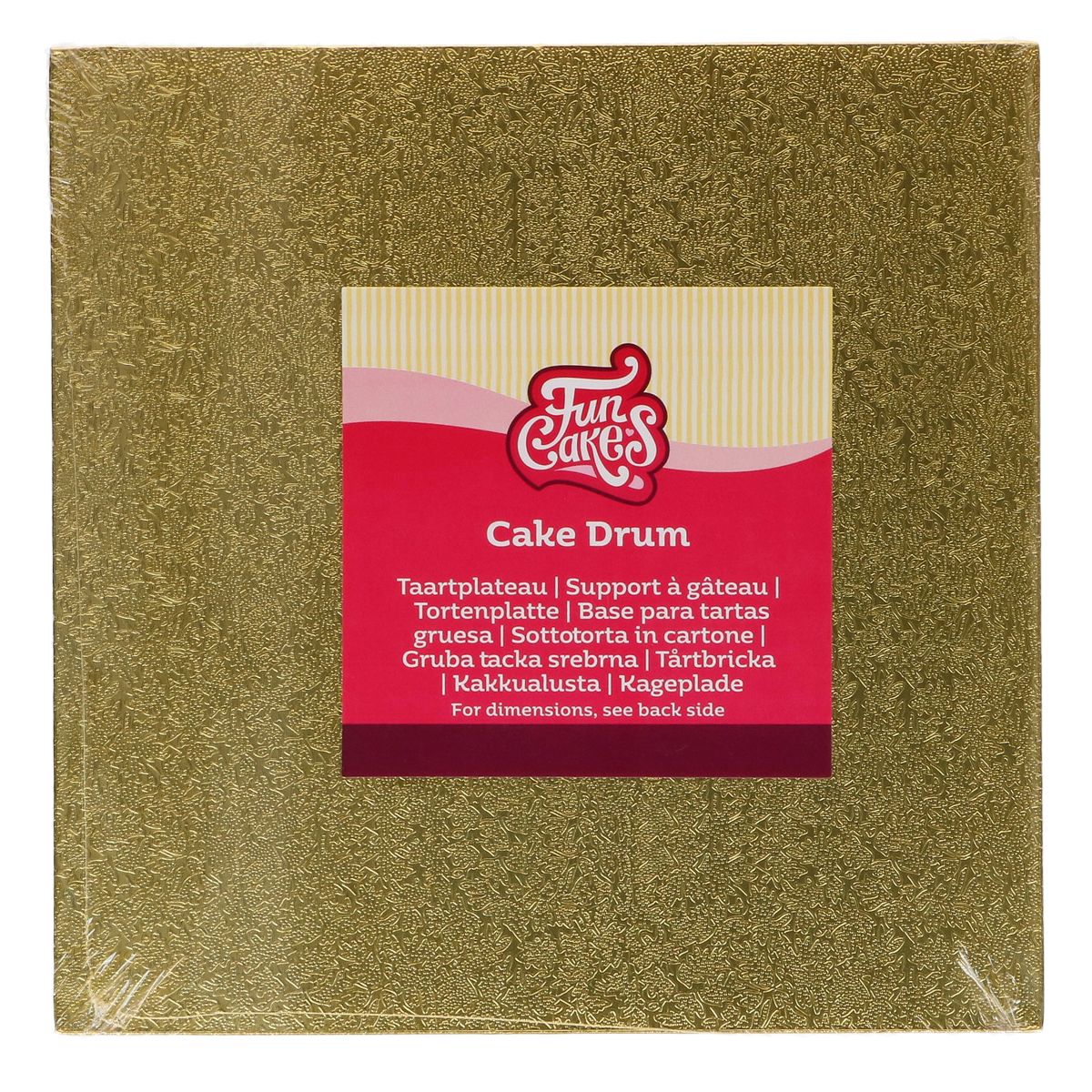 Tårtfat Fyrkantigt, Guld 25 x 25 cm - FunCakes