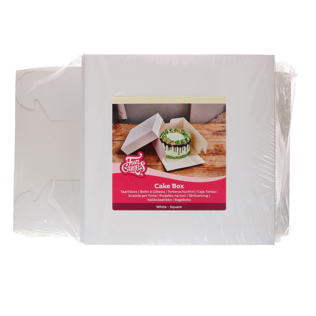 Tårtlåda Vit, 30 x 30 x 8 cm, 25 st. - Roliga kakor