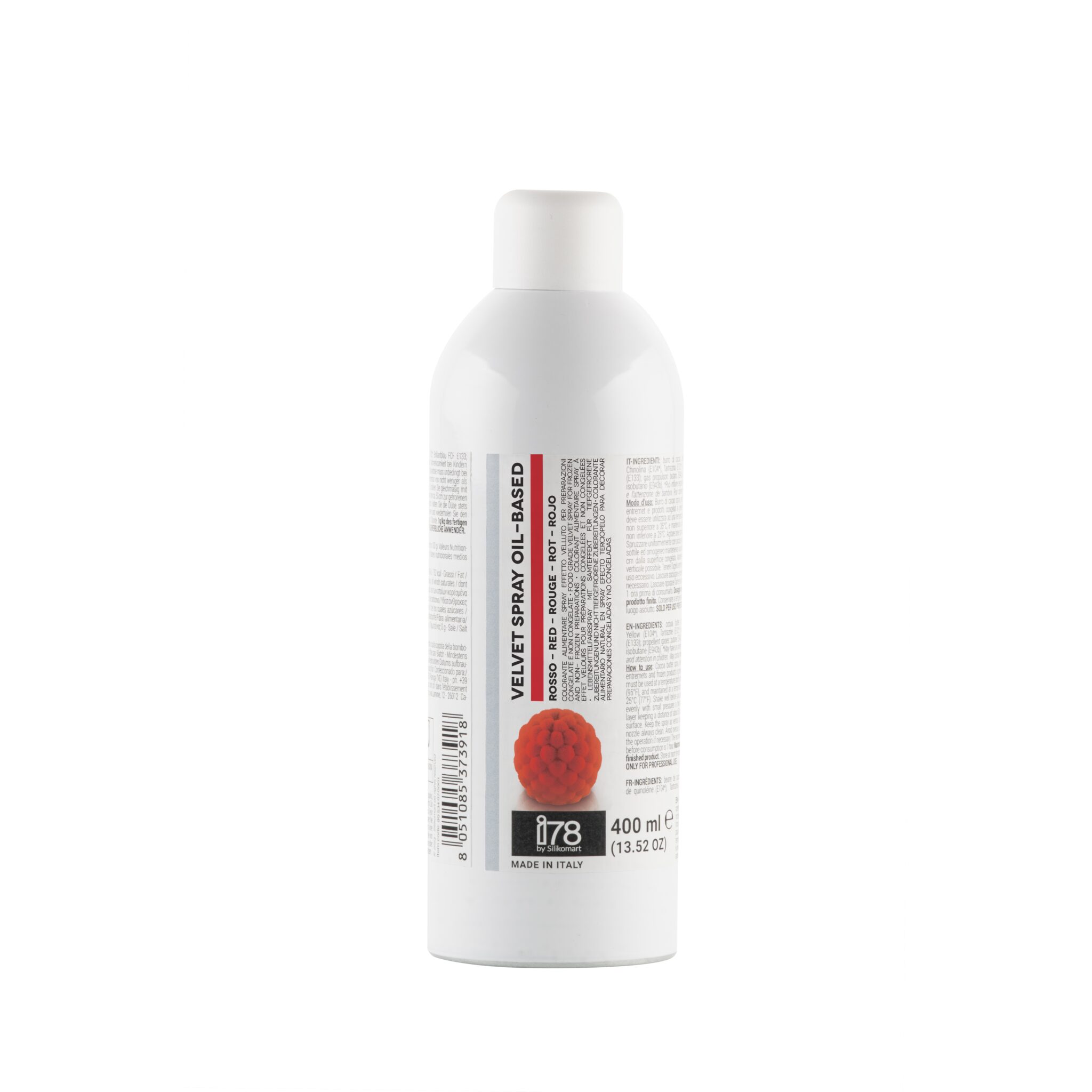 Velvetspray Oil-Based - Röd 400ml, Silikomart Professional - BakBoden.se