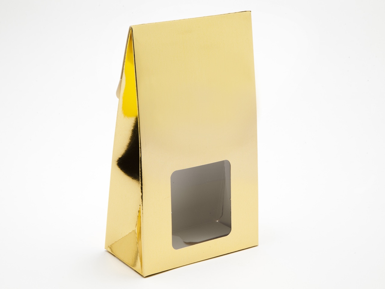 Ask för godsaker med fönster – Guld Stor, 3 st.