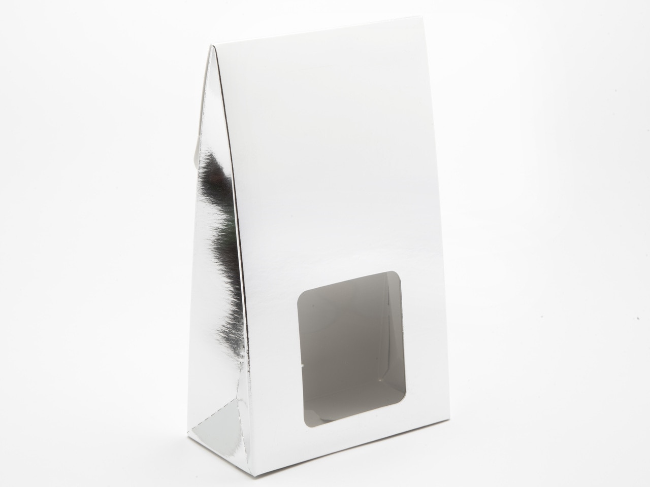 Ask för godsaker med fönster – Silver Large, 3 st.