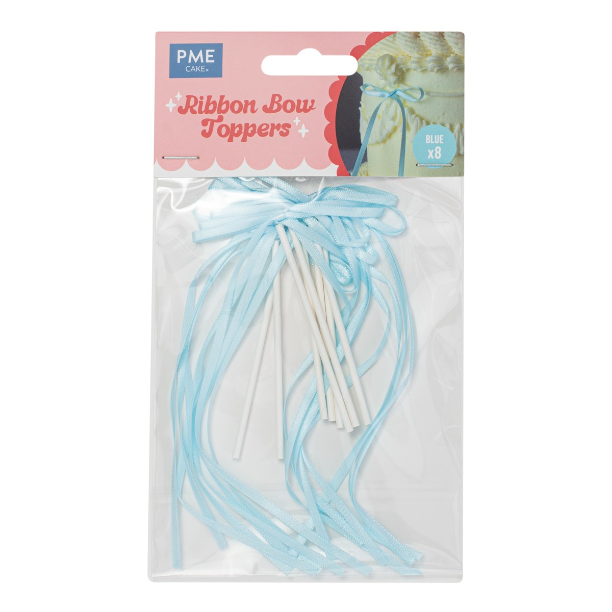 Ribbon Bow Cake Topper - Blå 8 st, PME