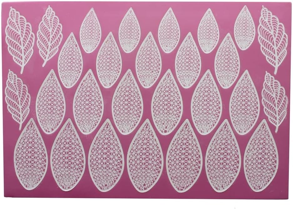 Spetsmatta/Blondmatta - Fantasy Flower Petals and Leaves 3D, Cake Lace^